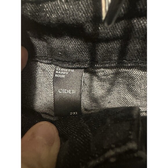 Cider Jeans Women’s Size 2XL Black & Green Denim Wide Leg Work Pants Distressed - Picture 6 of 7